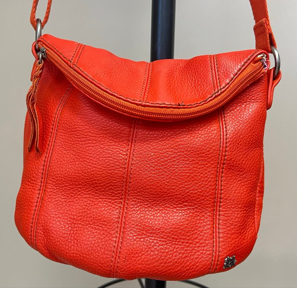 The Sak Deena Cayenne Leather Foldover Crossbody Bag Orange Discontinued